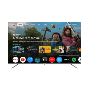 Televisor Indurama 58TIKGF5UHD 58 pulgadas 4K Google TV vista frontal. Disponible en granhogar