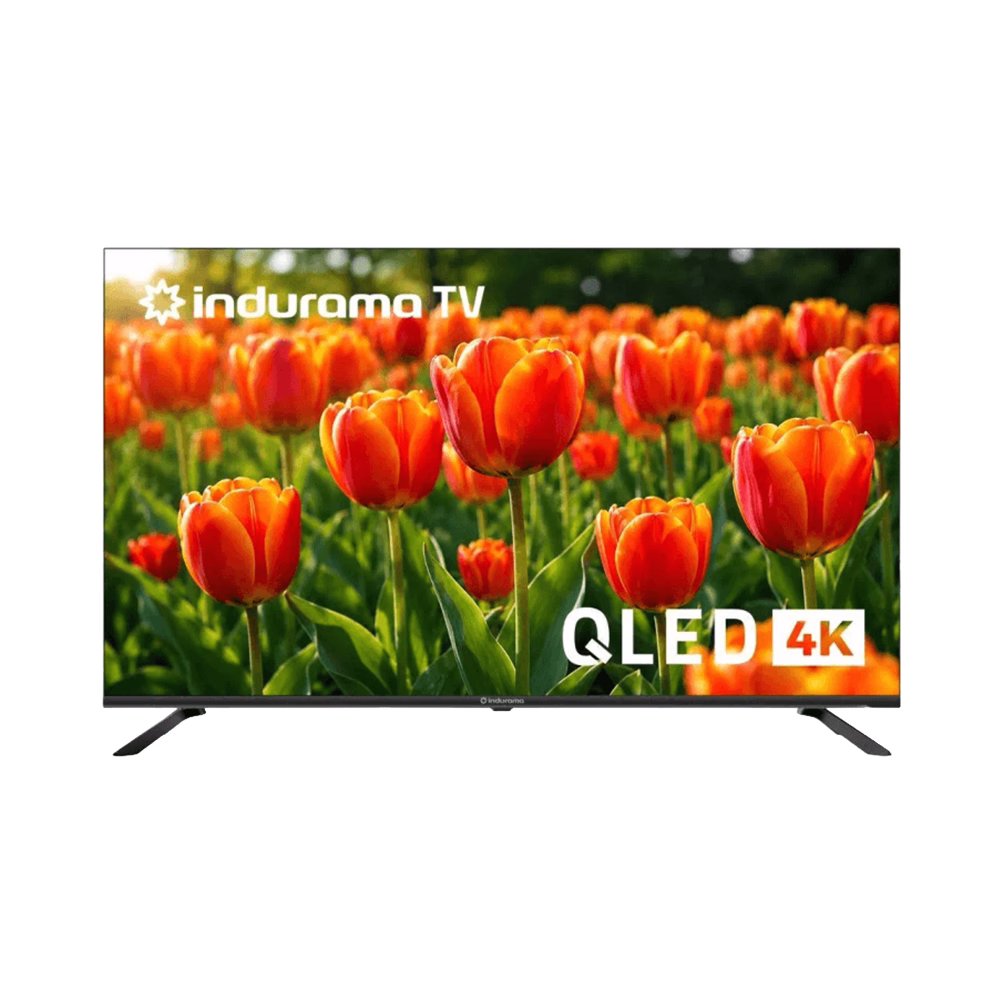 Televisor 58TIKN3UHDQLED Smart TV 4K QLED Google TV Indurama frontal con tulipanes descúbrelo en granhogar