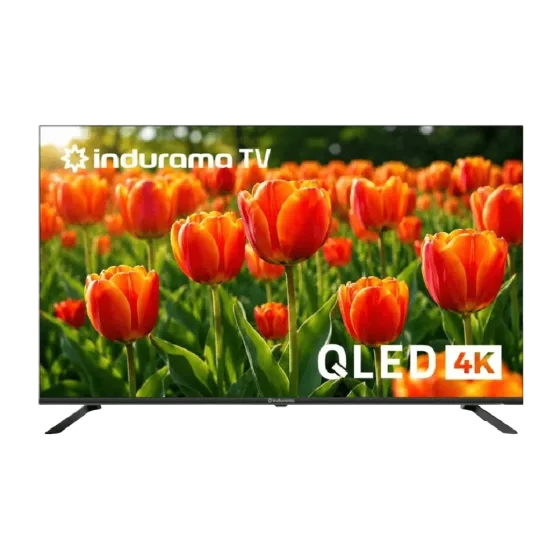 Televisor 58TIKN3UHDQLED Smart TV 4K QLED Google TV Indurama frontal con tulipanes descúbrelo en granhogar