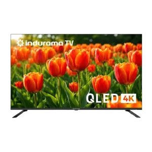 Televisor 58TIKN3UHDQLED Smart TV 4K QLED Google TV Indurama frontal con tulipanes descúbrelo en granhogar