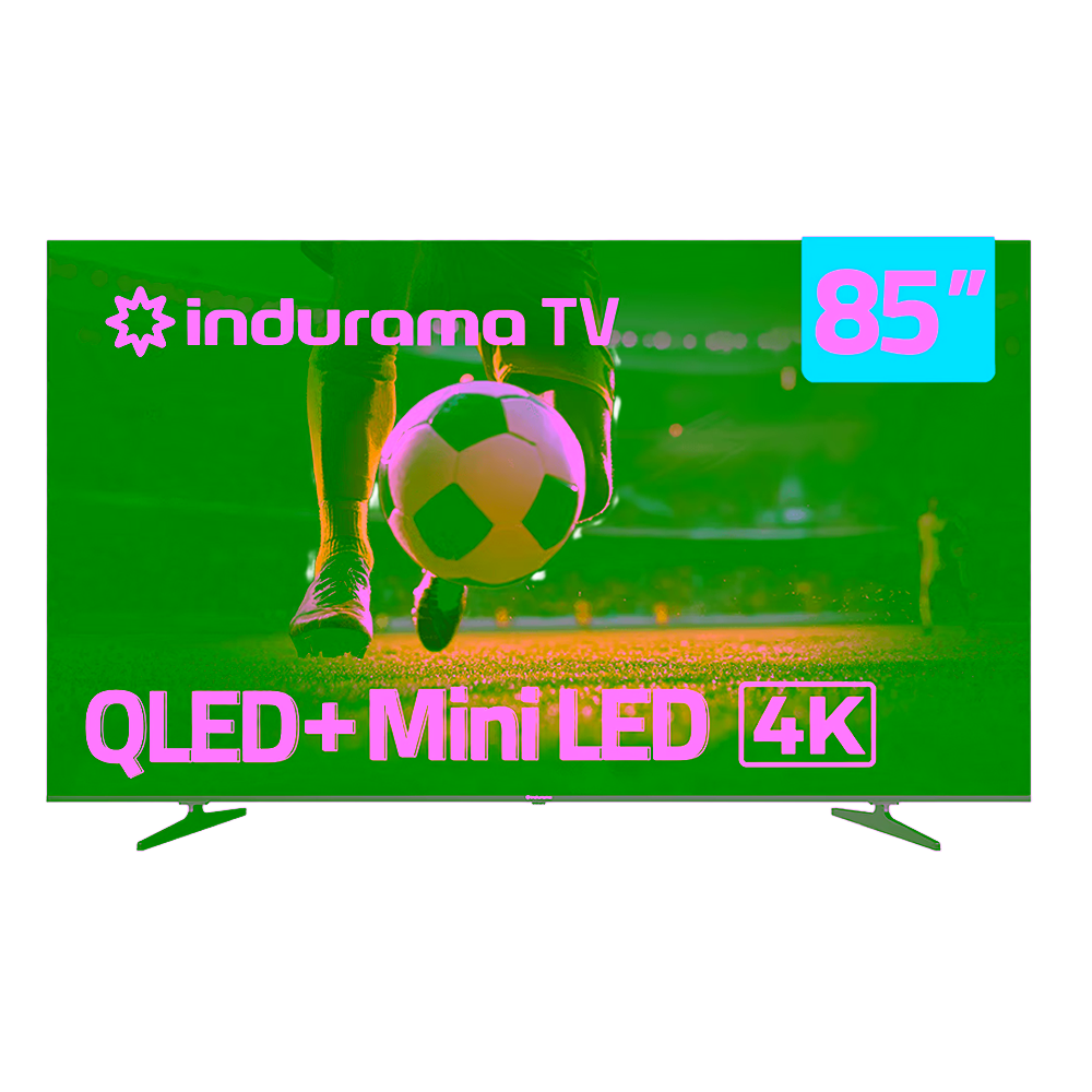 Televisor QLED Mini LED Indurama 85TIKIQMINLED 4K vista frontal encuentra en granhogar