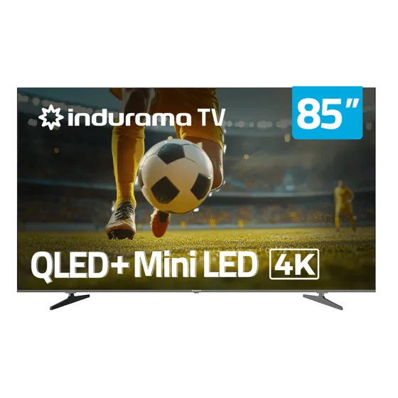 Televisor QLED Mini LED Indurama 85TIKIQMINLED 4K vista frontal encuentra en granhogar