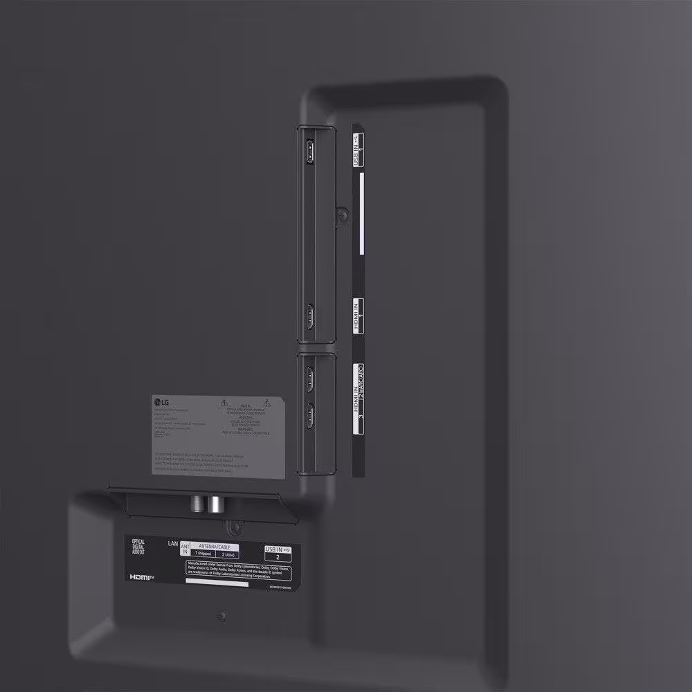 Televisor LG 60UA8500PSA puertos de conexion traseros primer plano. Disponible en granhogar