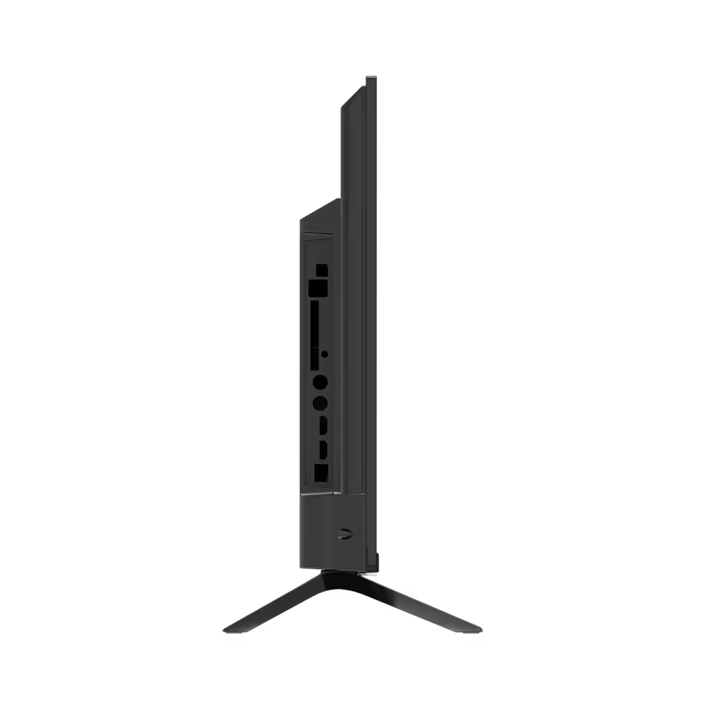 Televisor Motorola MKGFHD chasis delgado con puertos de conexión vista lateral. Consíguelo en granhogar