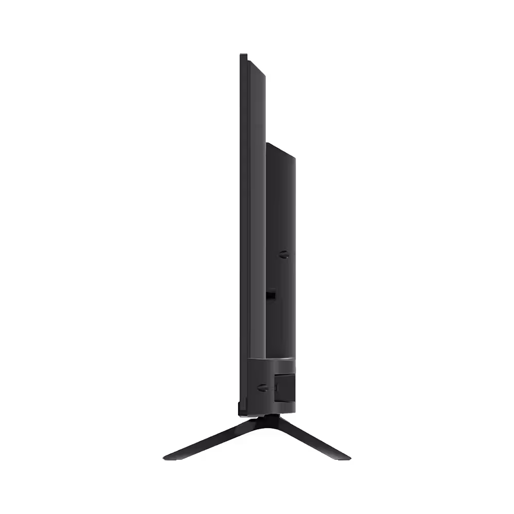 Televisor Motorola MKGFHD perfil ultradelgado y base estable vista lateral. Adquiérelo en granhogar