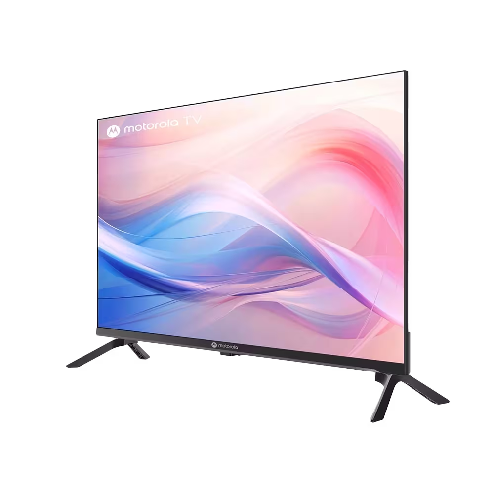 Televisor Motorola 43MKNFHD Vista diagonal de 43 pulgadas Smart TV Full HD, soporte. Disponible en granhogar