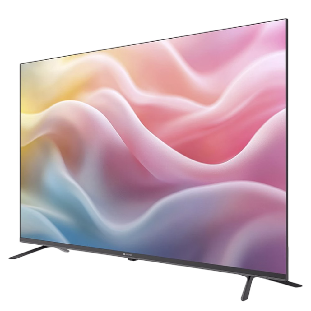 Televisor 50MGFUHD Smart 4K LED Google TV Motorola vista inferior con patas, cómpralo en granhogar