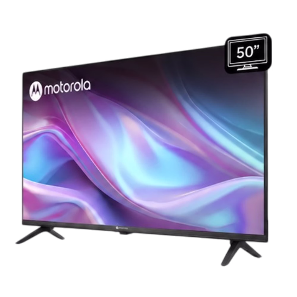Televisor 50TMKUHD Smart 4K Motorola en diagonal izquierda, adquiérelo en granhogar