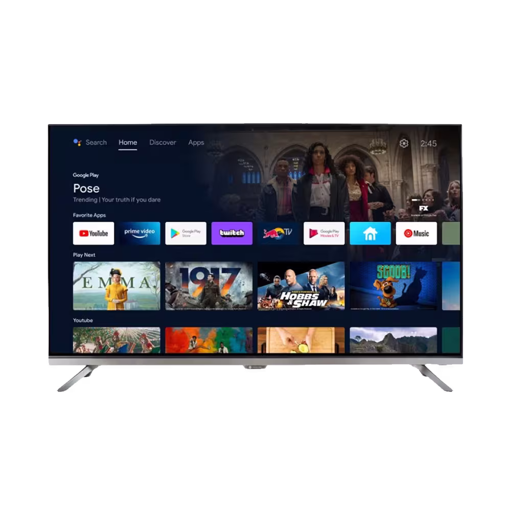 Televisor Motorola 65MGFUHD Smart TV 4K Google TV vista frontal. Disponible en granhogar