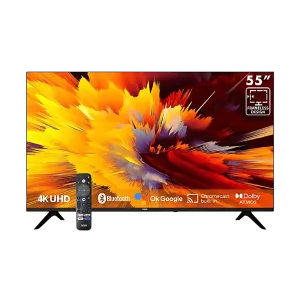 Televisor RCA LED55RCA684GT 55 pulgadas 4K Google TV con control vista frontal. Encuéntralo en granhogar