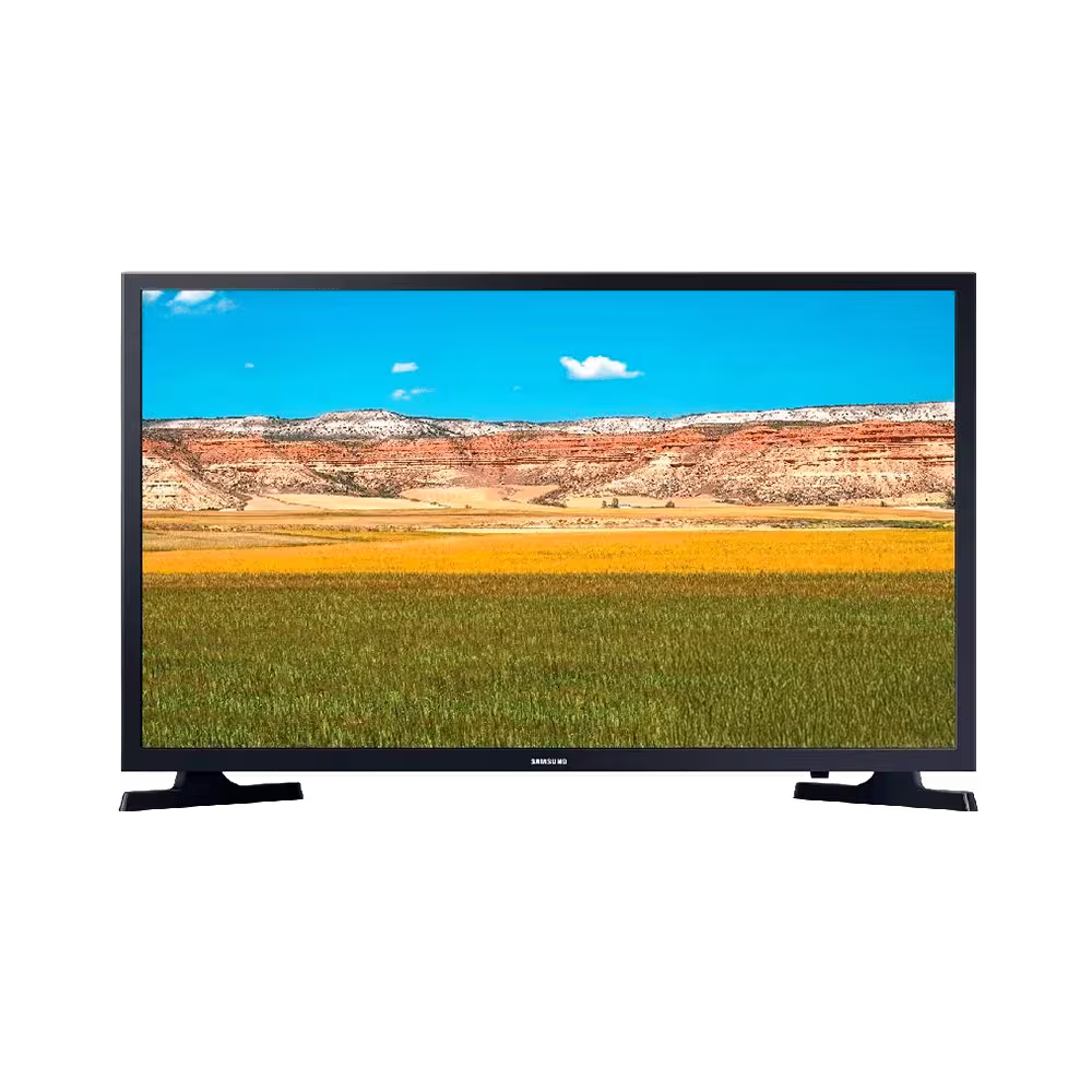 Televisor Samsung UN32T4300APCZE 32 pulgadas HD Smart TV negro vista frontal. Encuéntralo en granhogar online