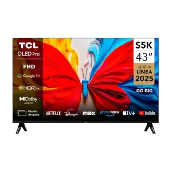 Televisor QLED Smart TV 43 Pulgadas TCL 43S5K Google TV diseño frontal Adquiere en granhogar