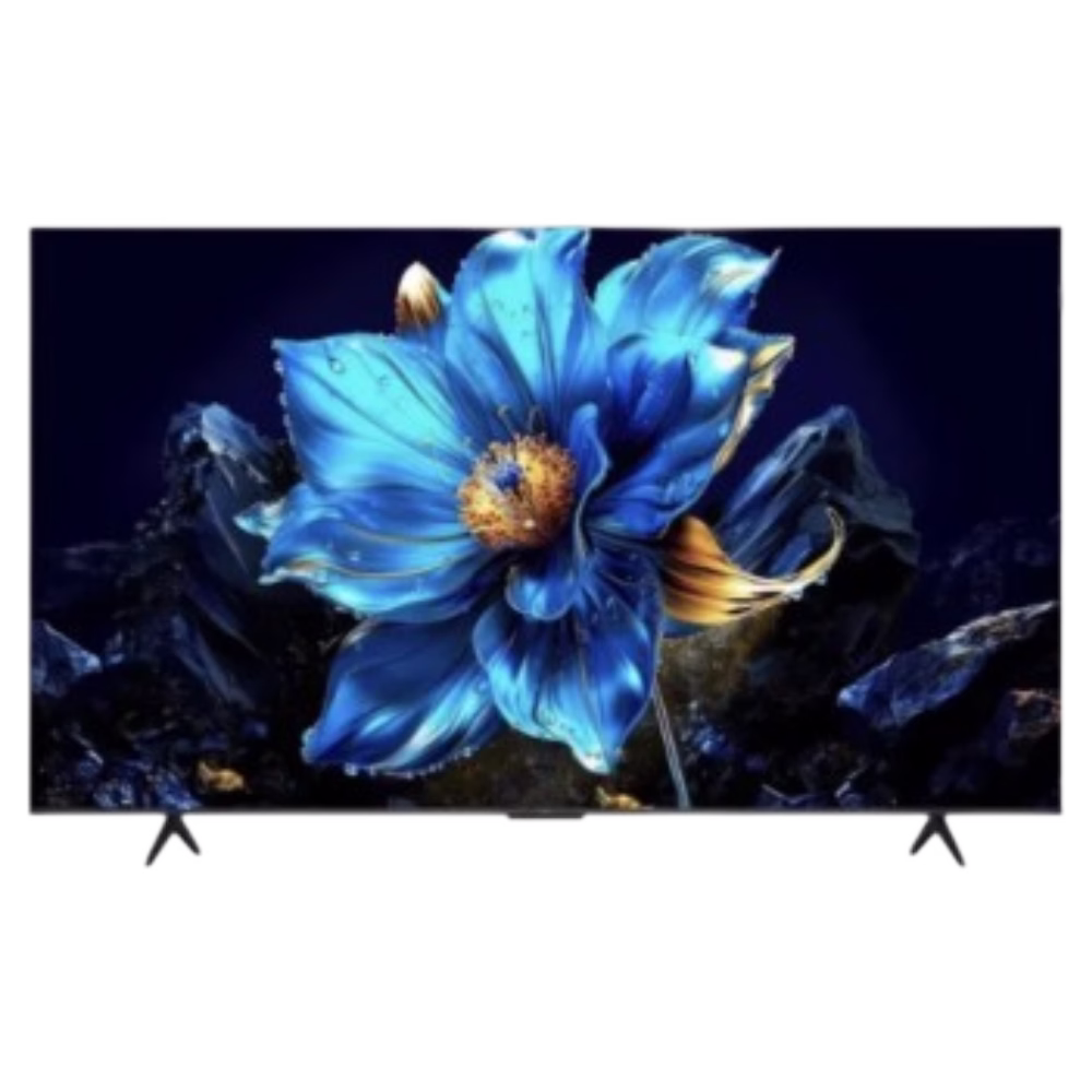 Televisor TCL 50P7K frontal completo con flor azul, descúbrelo en granhogar