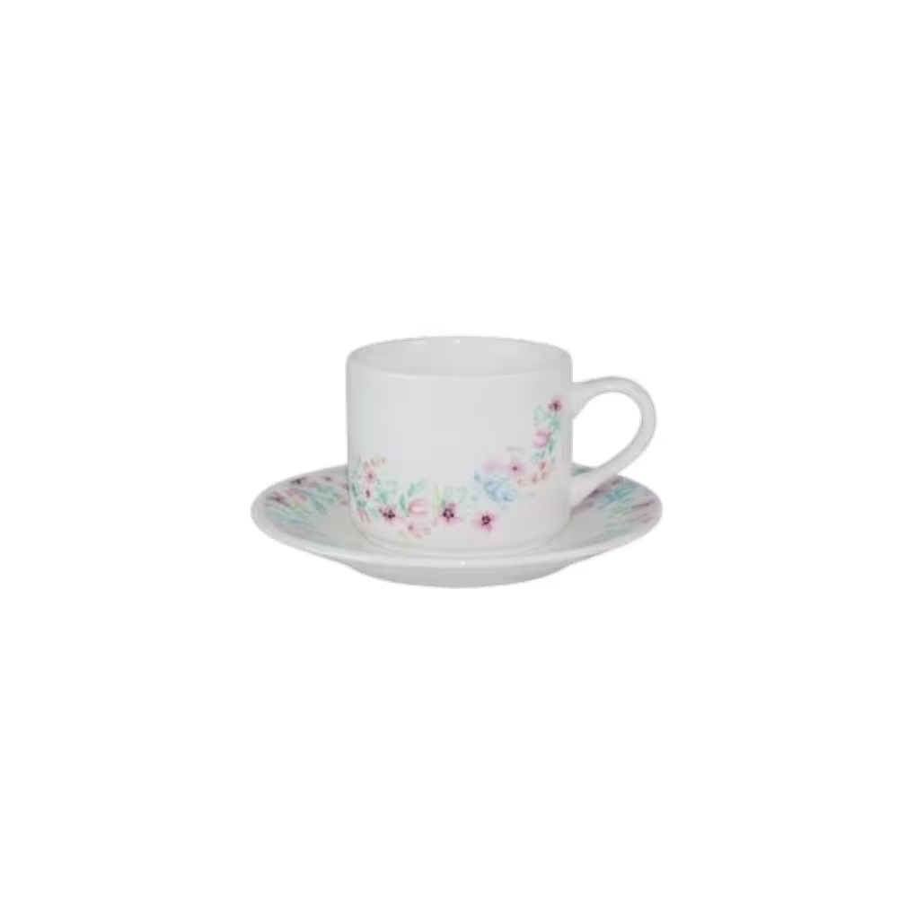 Vajilla porcelana SK-20R 20 piezas Home Life acercamiento a taza con platillo adquiérelo en granhogar