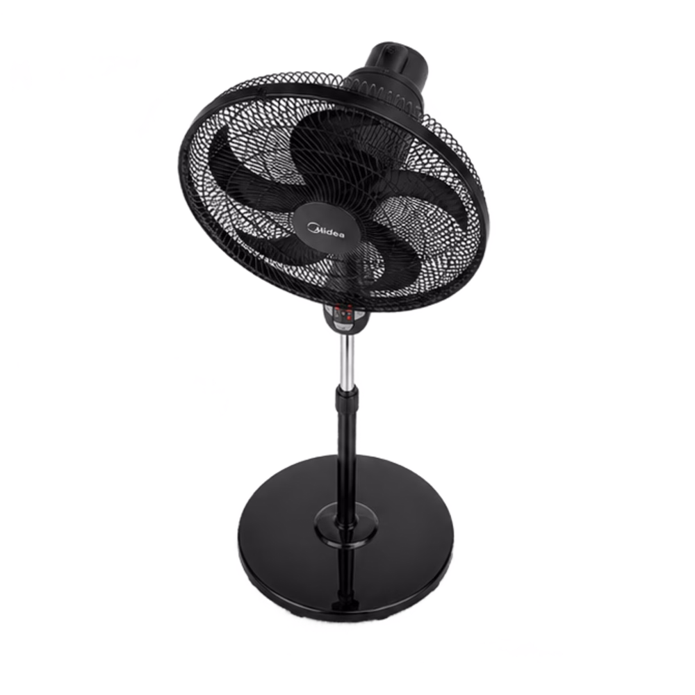 Ventilador de pedestal Midea FS45-20UR negro, vista frontal lateral