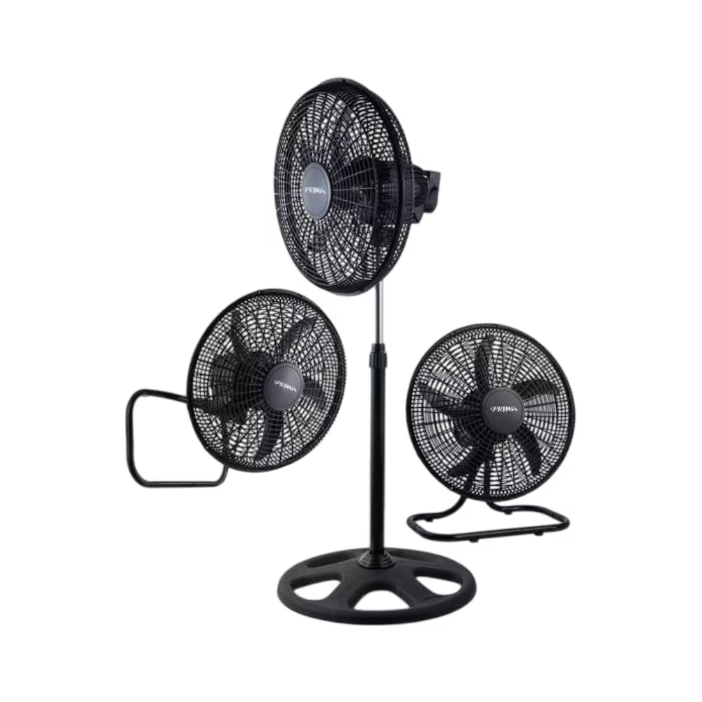Mantén tus espacios frescos con el ventilador 3 en 1 Prima de pedestal. Con 70W de potencia (yl-1806), ofrece versatilidad y gran flujo de aire.
