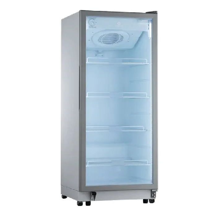 La Vitrina Frigorífica Vertical VFV-400 270L INDURAMA combina diseño y eficiencia, manteniendo tus productos frescos y perfectamente exhibidos.