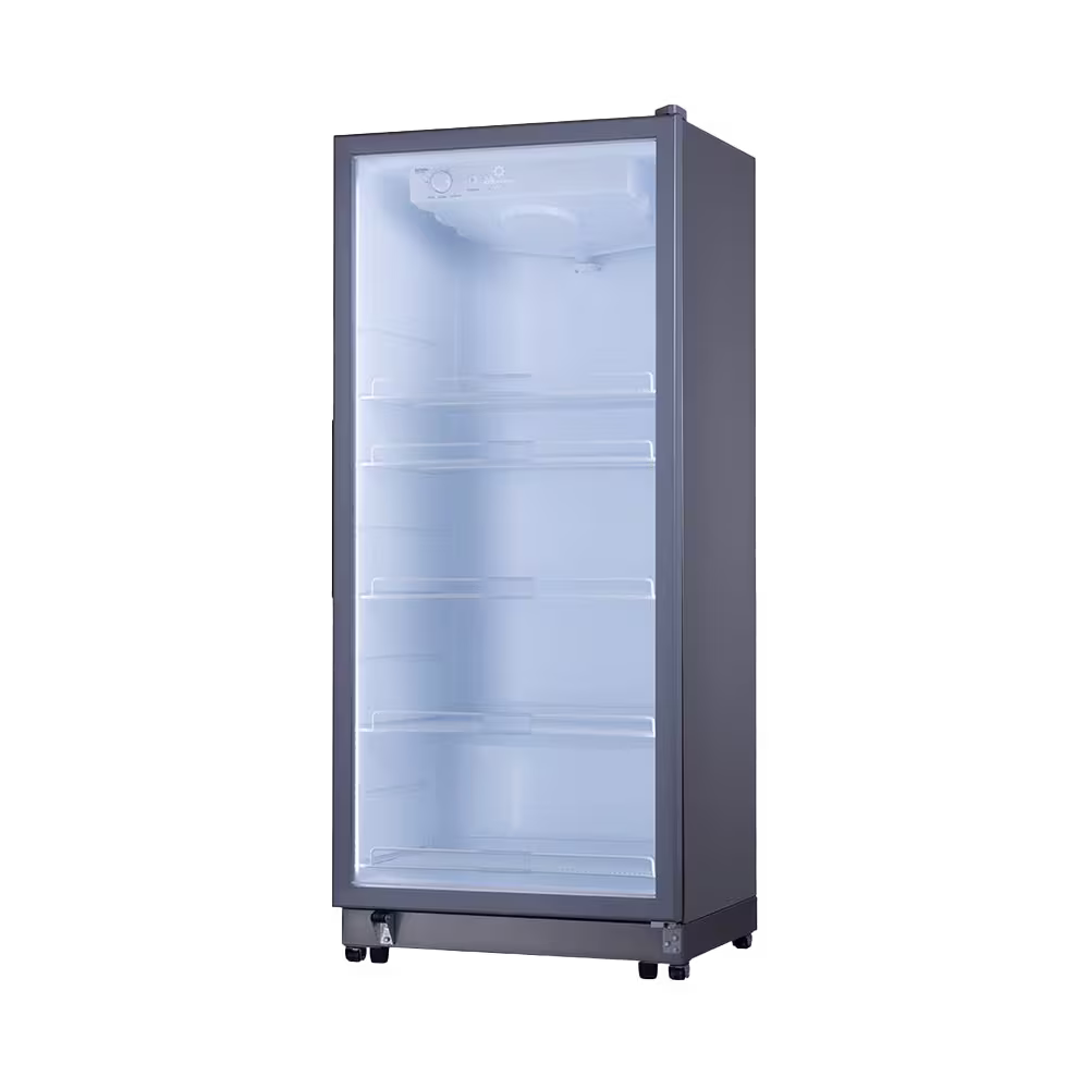 Vitrina frigorífica Indurama VFV-520 puerta de vidrio templado vista diagonal. Cómprala en granhogar