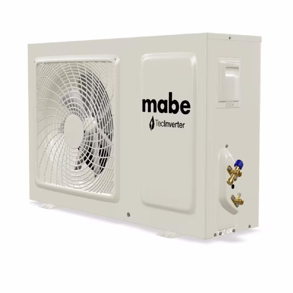 Aire acondicionado Mabe MMI24CDBWCCE8, de 24.000 BTU, tipo Inverter con Wi-Fi, ideal para enfriar grandes espacios con eficiencia y control total.