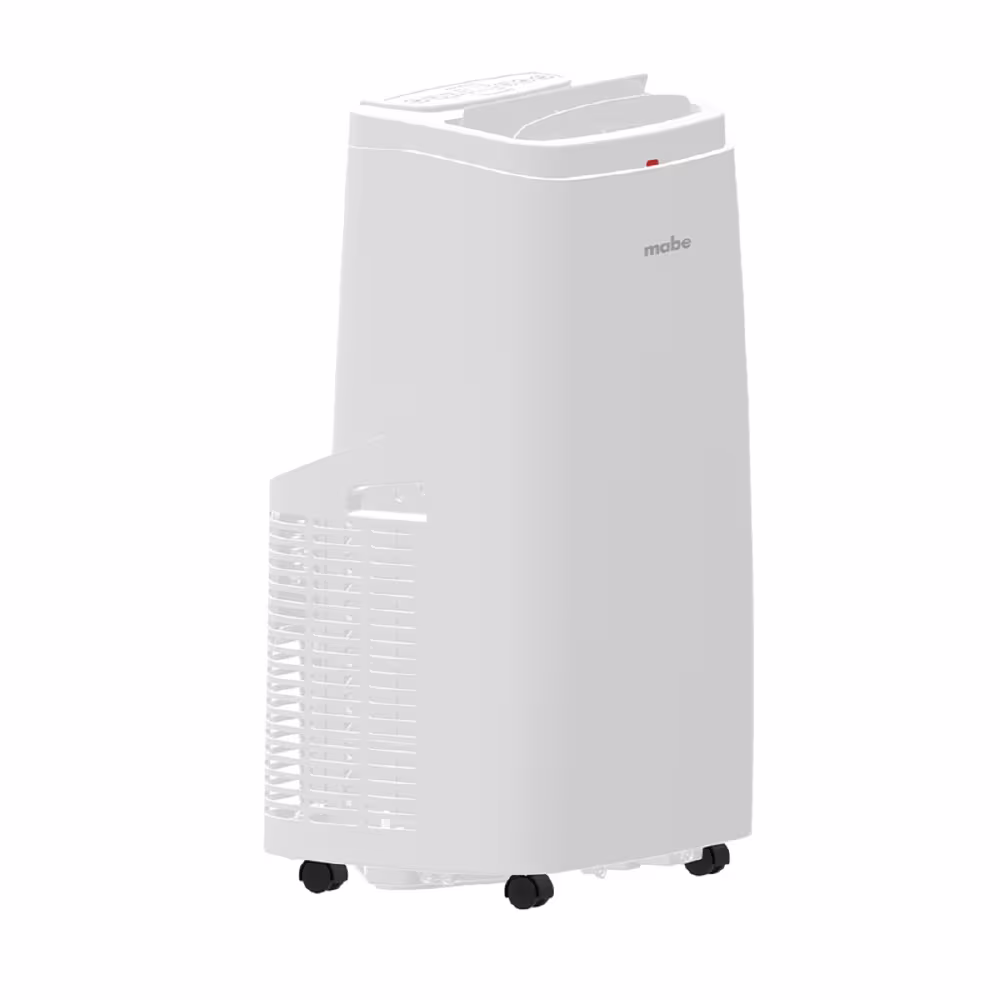 Aire acondicionado portátil Mabe PTM12CABWJM2 de 12.000 BTU, práctico y eficiente, ofrece confort inmediato con fácil instalación y movilidad.