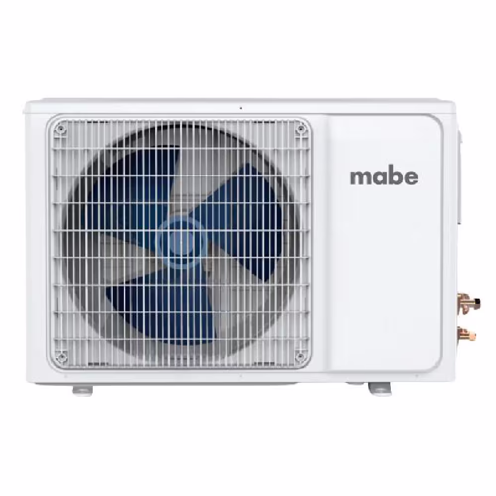 Aire acondicionado Mabe MMT12CDBWCCAX8, de 12.000 BTU, alta eficiencia y gas ecológico R410A, ideal para refrescar tu hogar cuidando el ambiente.