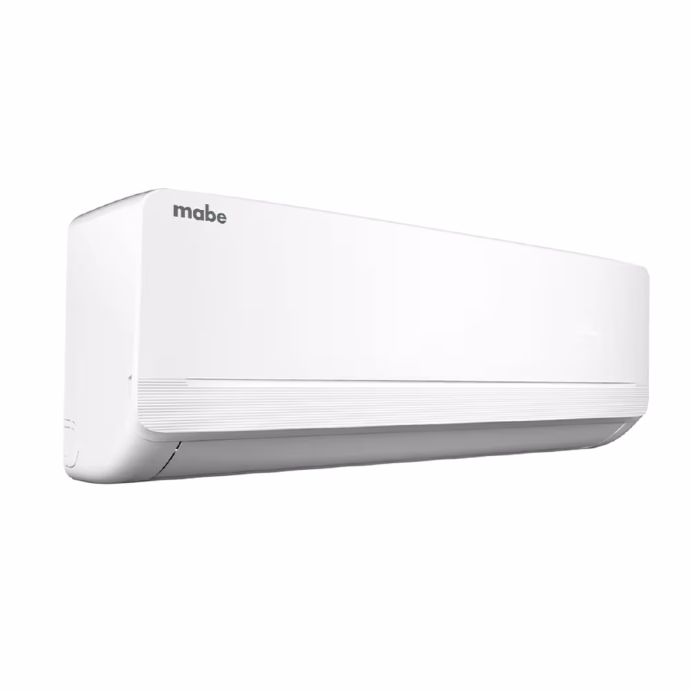 Aire acondicionado Mabe MMT18CDBWCCAX8 de 18000 BTU. Solo frío, función turbo y deshumidificación para espacios frescos sin complicaciones.