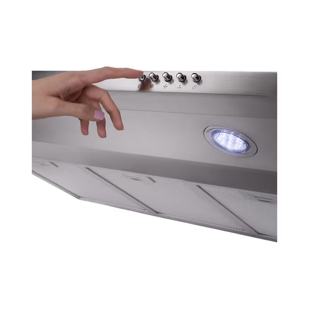 Campana extractora de olores Indurama CEI-60CRP: 60 cm, 300 m³/h, 3 velocidades y 2 luces LED para una cocina más limpia y fresca. 