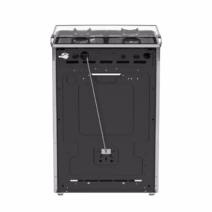 Cocina Mabe EM6040FG1 Inox, 4 quemadores, encendido electrónico, parrillas de hierro, recubrimiento Easy Clean y luz en el horno para mayor comodidad.