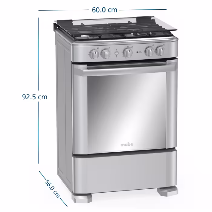 Cocina con comodidad y estilo con la Mabe EM6040FG2. 4 quemadores, diseño en inox y horno ideal para tus recetas diarias.