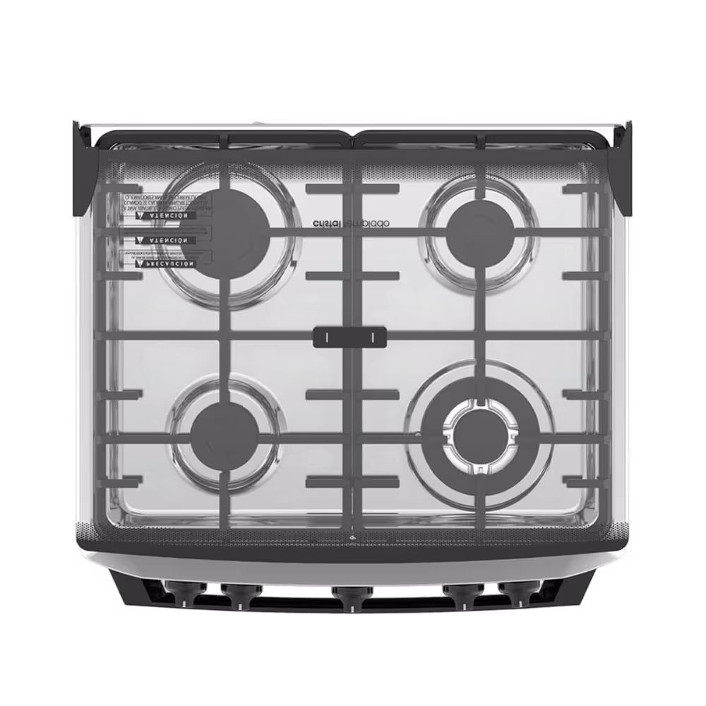 Cocina a Gas Mabe EM6040FN0 Línea Profesional. Equipada con 4 quemadores (incluido Triple Ring), cubierta de Acero Inoxidable y horno de 79.2 L.