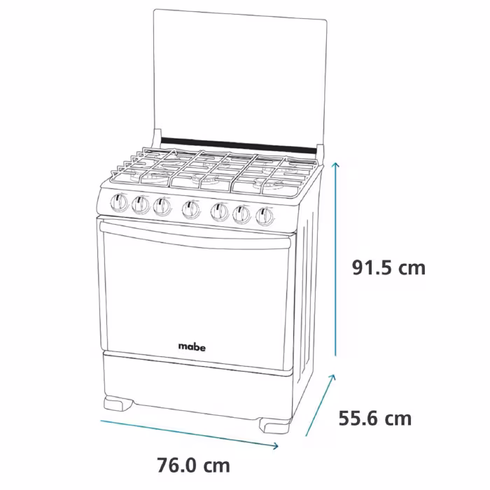 Cocina Mabe EM7625FX0 Inox, 5 quemadores, encendido eléctrico, parrillas de hierro fundido, recubrimiento Easy Clean, sistema de seguridad corta gas

