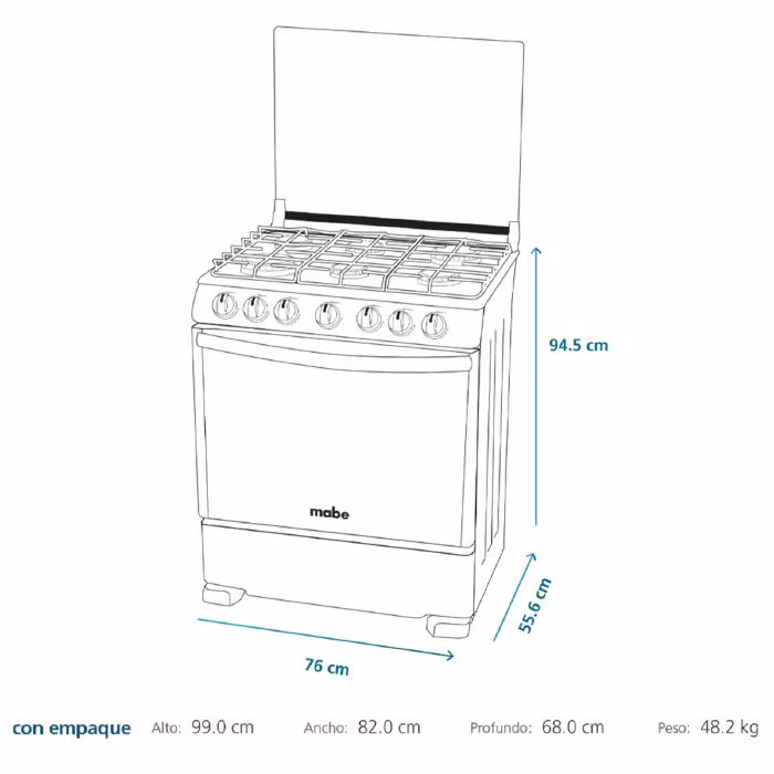 Descubre la potencia y elegancia de la Cocina a Gas 76CM Inox EM7630FX0 de Mabe: diseño moderno y rendimiento superior para tus mejores platillos.