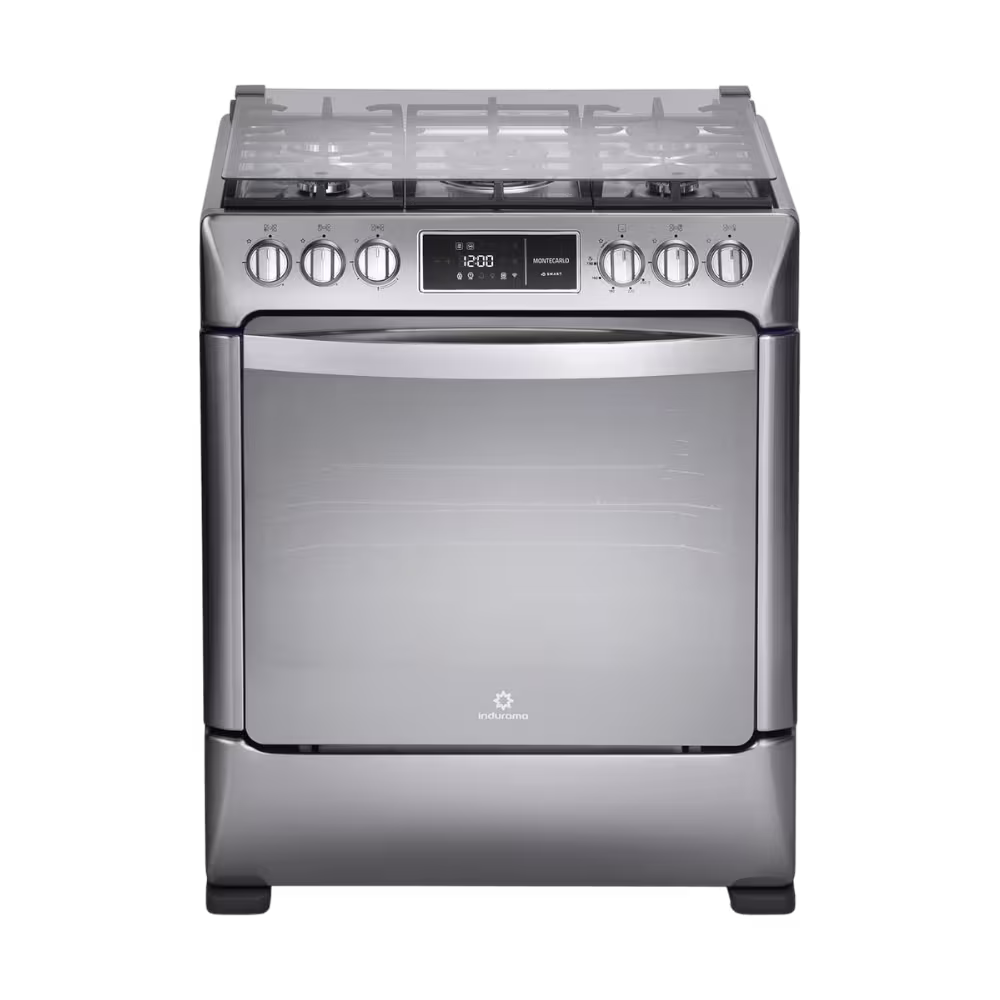 Cocina a gas Indurama Montecarlo Smart Zafiro 30” 5 quemadores: diseño moderno, encendido eléctrico y gran potencia para tu cocina.