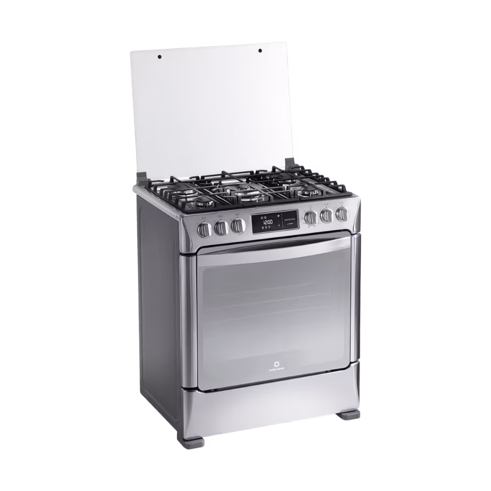 Cocina a gas Indurama Montecarlo Smart Zafiro 30” 5 quemadores: diseño moderno, encendido eléctrico y gran potencia para tu cocina.