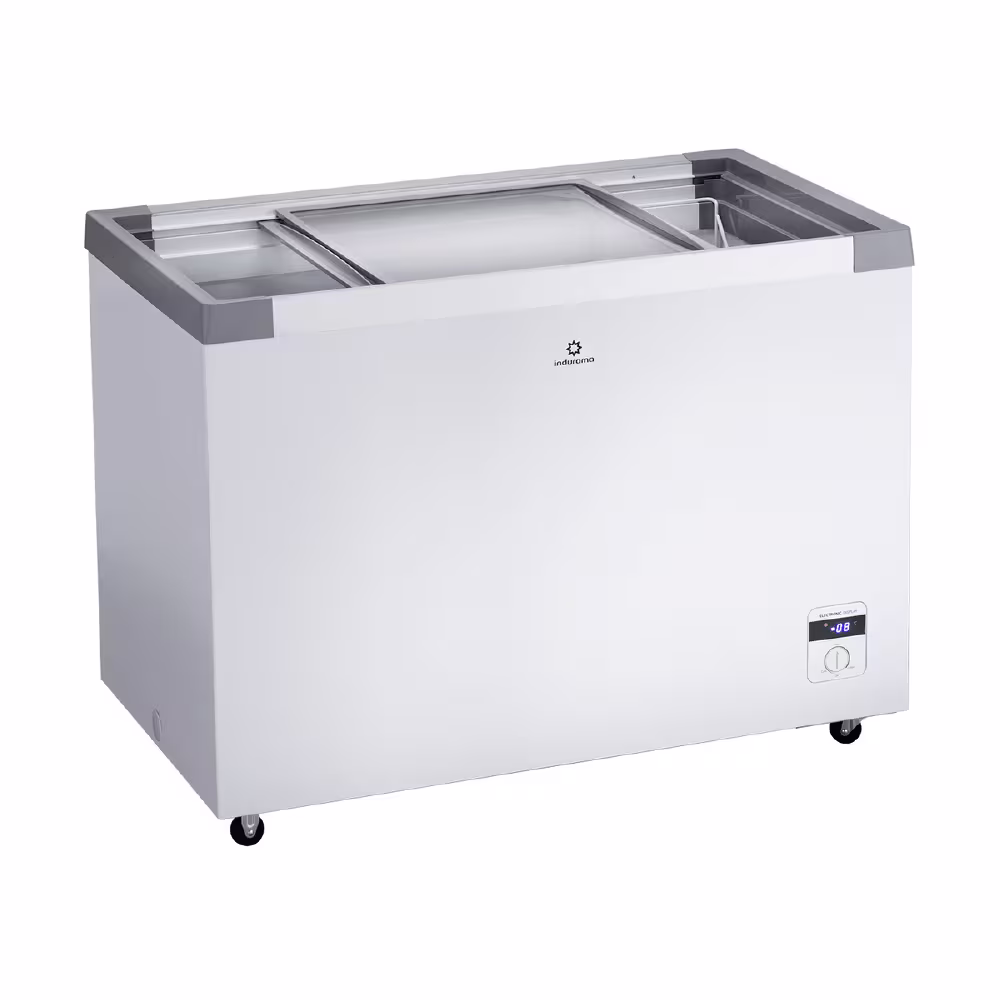 Congela y conserva tus alimentos con el CI-299IBL de Indurama. Amplio, eficiente y con práctica tapa de vidrio deslizante.