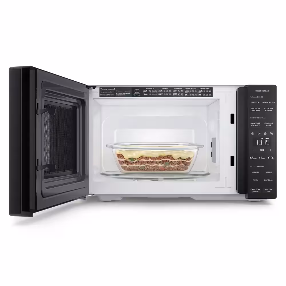 Calienta y cocina de forma práctica con el microondas Electrolux EMDY25S0MXB de 25 litros. Diseño moderno, fácil de usar y perfecto para tu cocina.