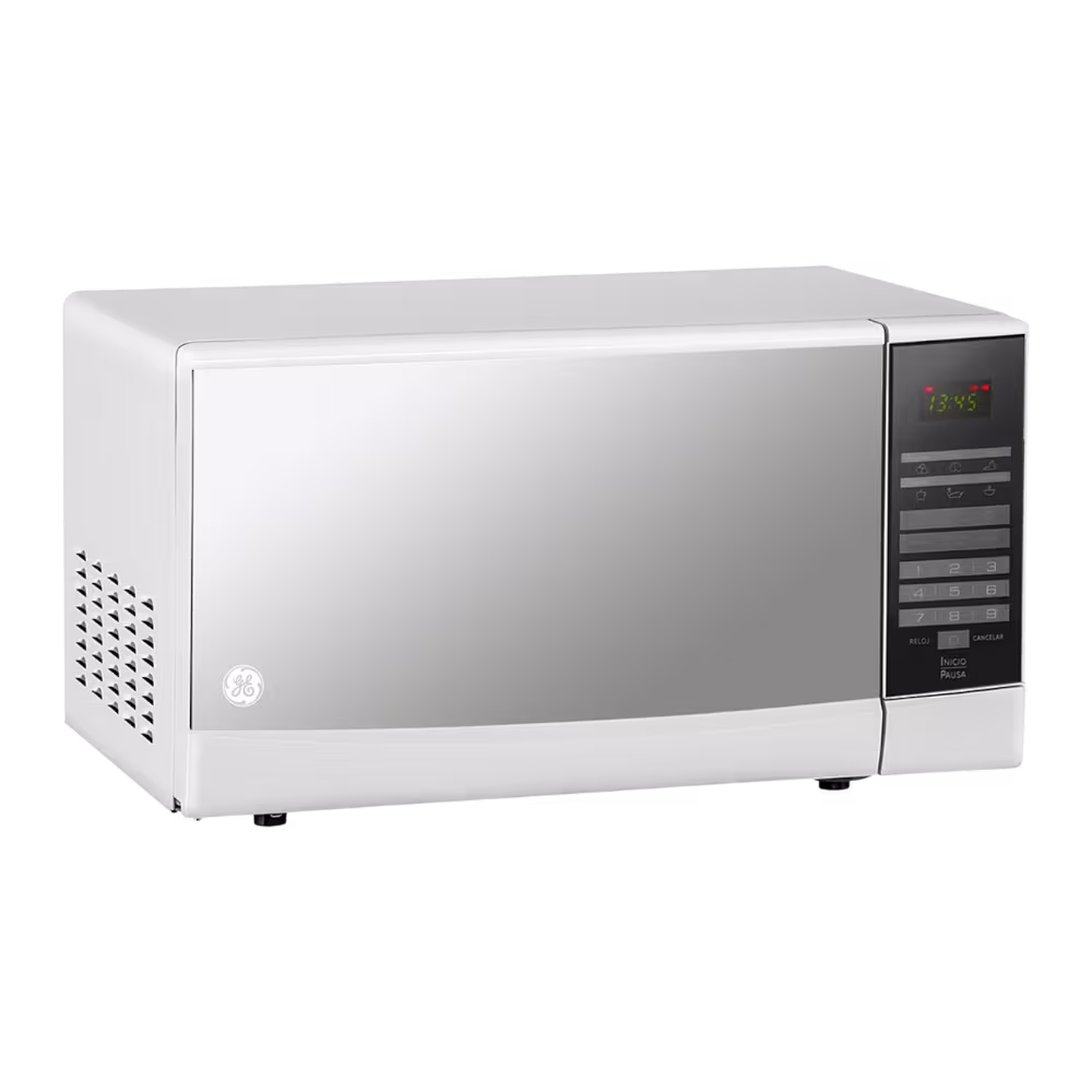 Microondas GE JES70W, 700W de potencia, funciones rápidas y diseño compacto ideal para calentar y cocinar de forma práctica y eficiente.