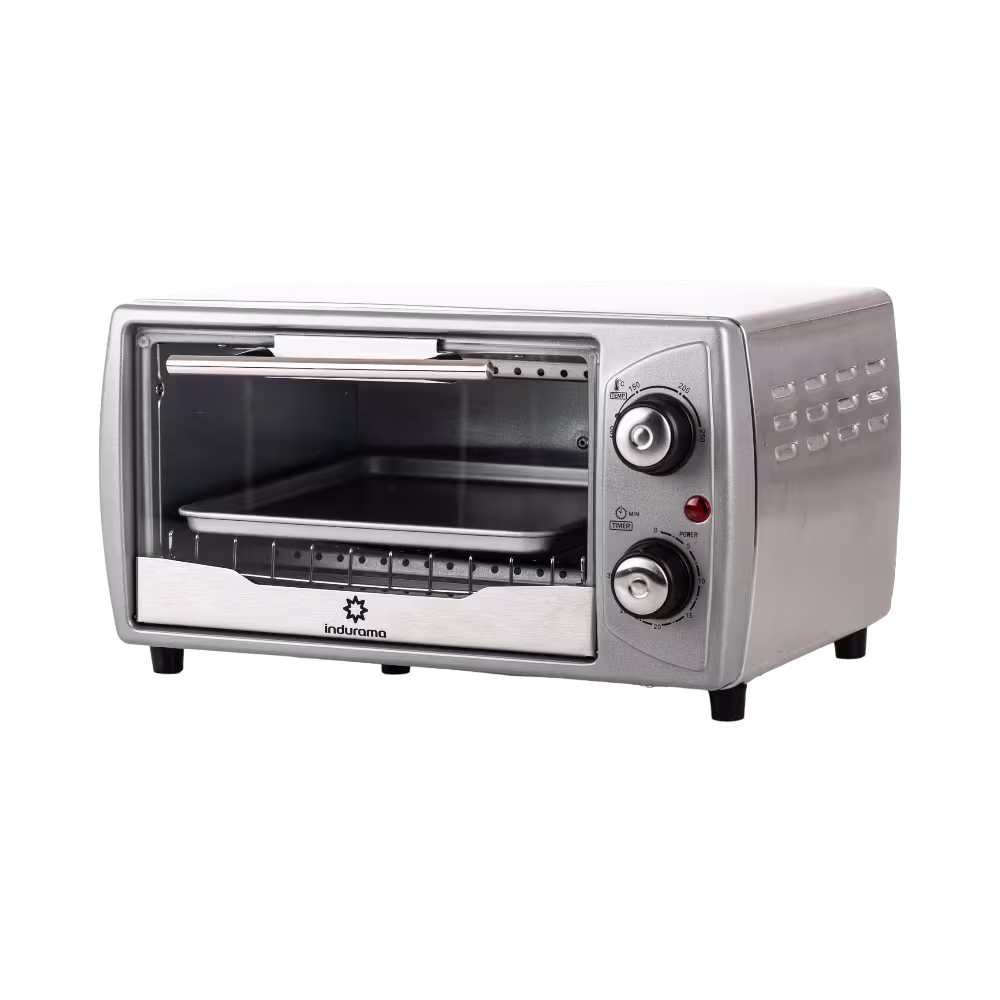 Horno tostador Indurama HTI-10L, compacto y eficiente, ideal para tostar, hornear y calentar con rapidez en tu cocina.