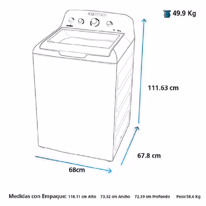 La Lavadora Automática Mabe LME79104WBAB1 19 kg ofrece gran capacidad y eficiencia, ideal para grandes cargas con resultados perfectos.