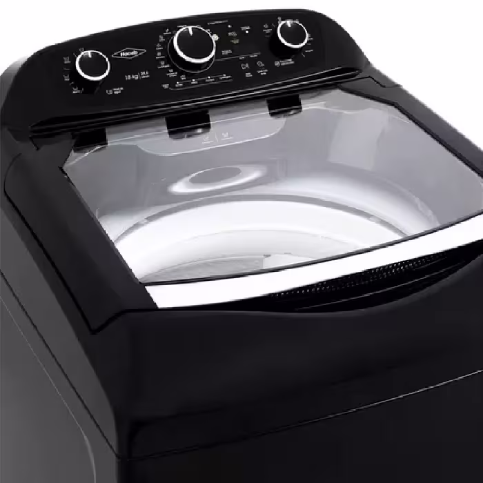 La Lavadora HACEB LA18EVI16A-CC1HW 18KG con carga superior y 10 programas asegura un lavado eficiente y potente. ¡Ideal para tu hogar!