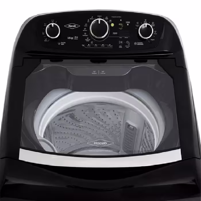La Lavadora HACEB LA18EVI16A-CC1HW 18KG con carga superior y 10 programas asegura un lavado eficiente y potente. ¡Ideal para tu hogar!
