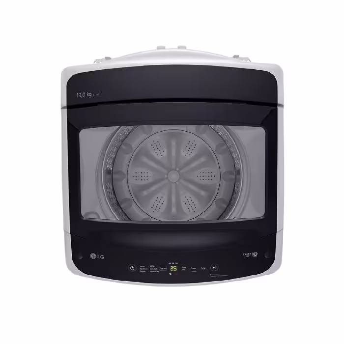 La Lavadora LG WT19DVTM 19KG tiene carga superior, gran capacidad y tecnología Inverter para un lavado eficiente y económico.