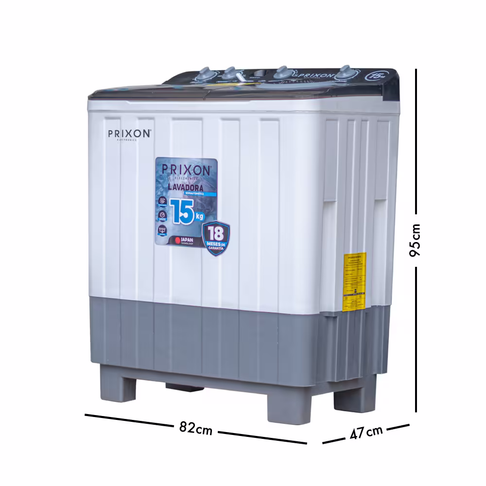 Lavadora Doble Tina Prixon 15kg 3LATO003001, ideal para familias grandes. Ofrece potencia, practicidad y un lavado confiable en cada uso.