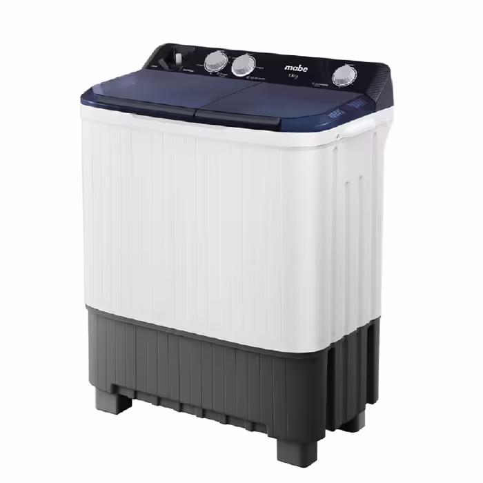 La Lavadora Doble Tina Mabe LMDX3123HBAB0 13 kg ofrece capacidad y versatilidad, ideal para cargas medianas y ahorro de tiempo.