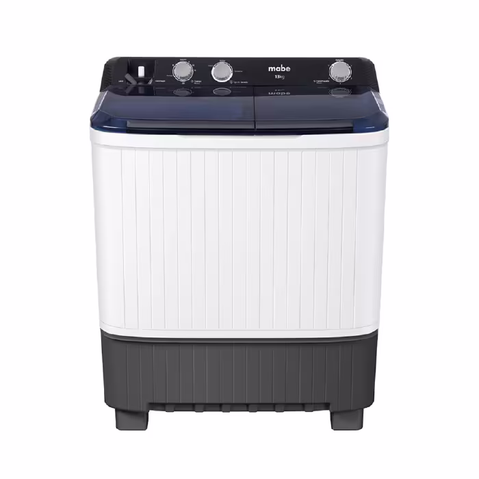 La Lavadora Doble Tina Mabe LMDX3123HBAB0 13 kg ofrece capacidad y versatilidad, ideal para cargas medianas y ahorro de tiempo.