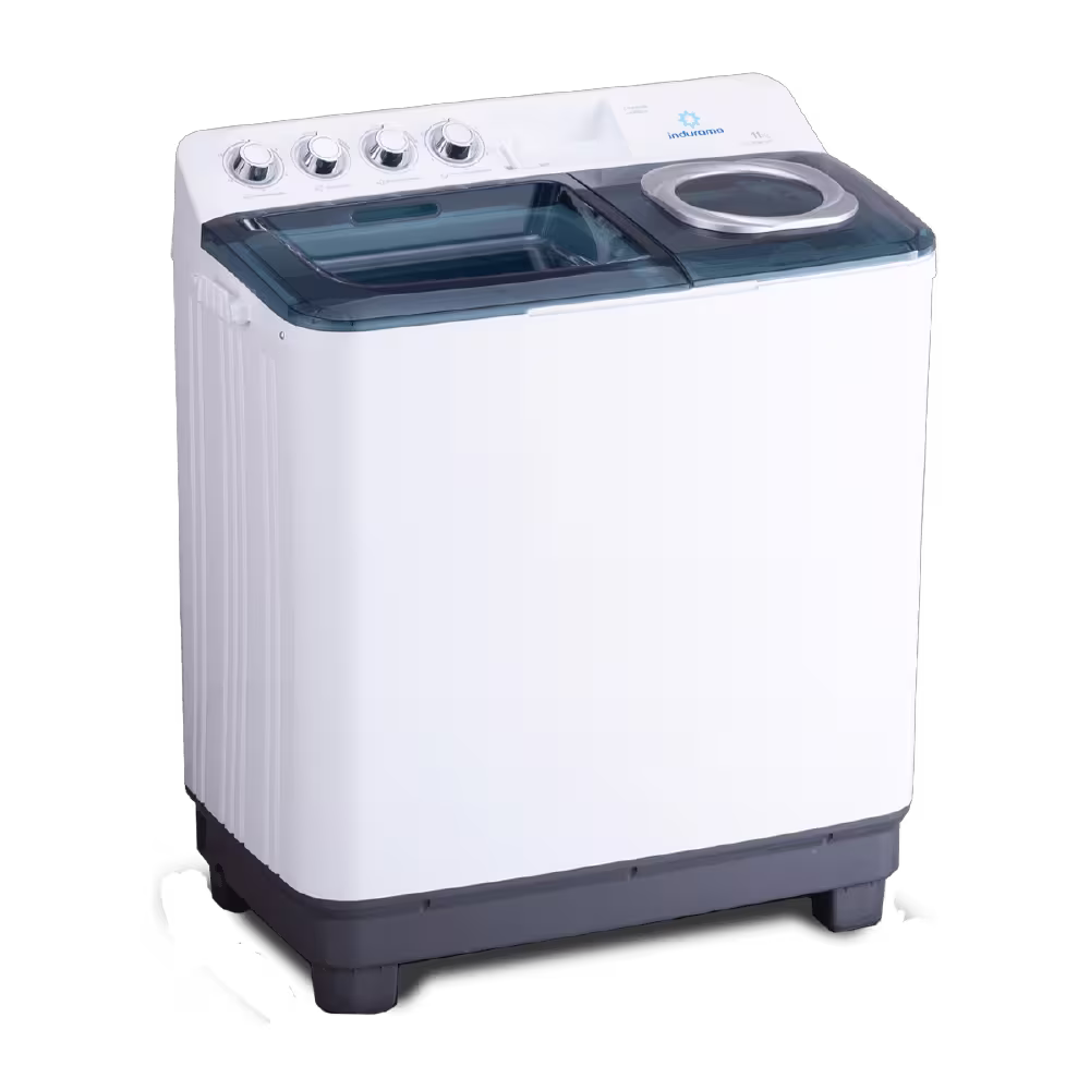 La Lavadora Semiautomática Indurama LRI-11BLSAP 11 kg es ideal para cargas medianas, con perilla de control y timer para un lavado eficiente.