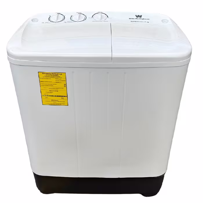 La lavadora doble tina WWTB07M7MUWW sera tu aliada perfecta para el lavado de tus prendas, marca Westinhouse y capacidad de 7kg de lavado.