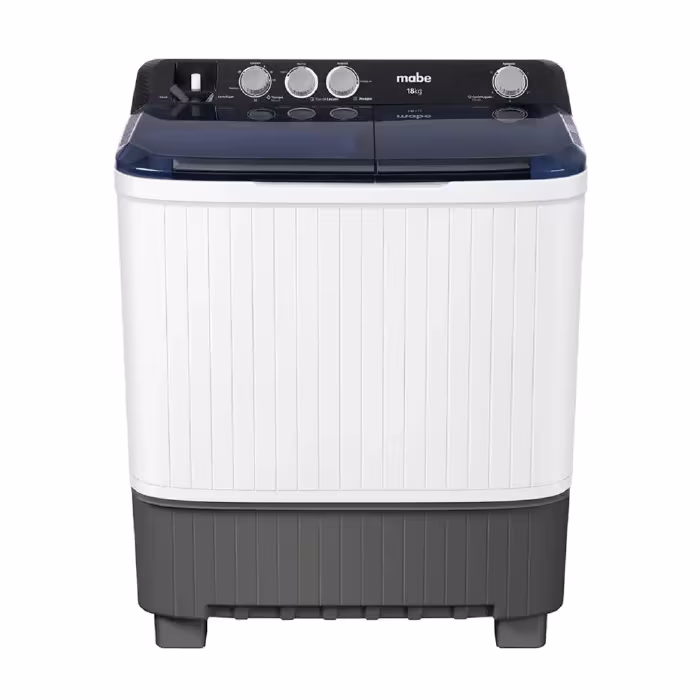 Lavadora Semiautomática Mabe 18kg en Gran Hogar. Ideal para cargas grandes, 6 niveles de agua y filtro atrapa pelusas. Haz del lavado algo práctico.