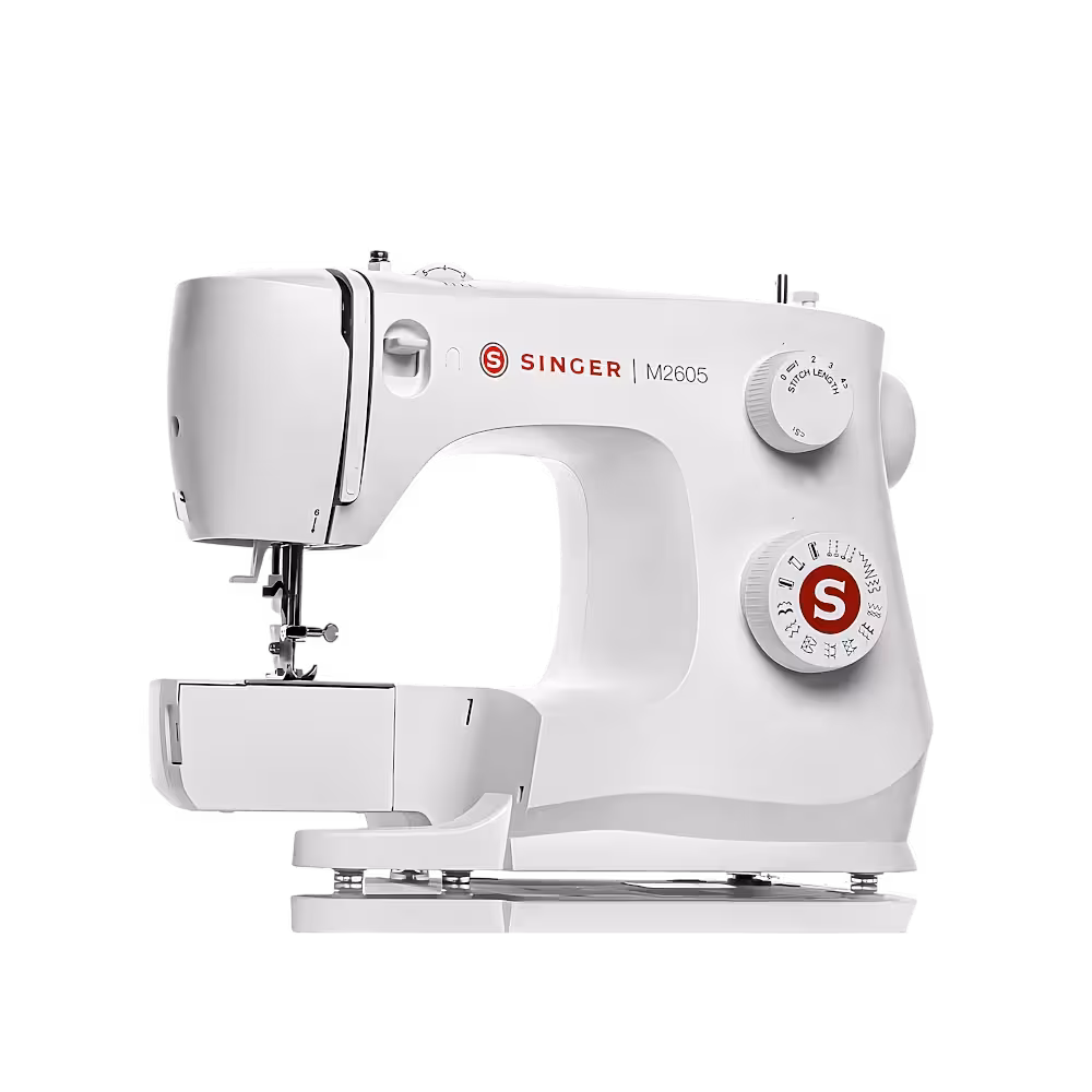 La máquina de coser doméstica Singer M2605 es ideal para proyectos del hogar. Fácil de usar, compacta y confiable.