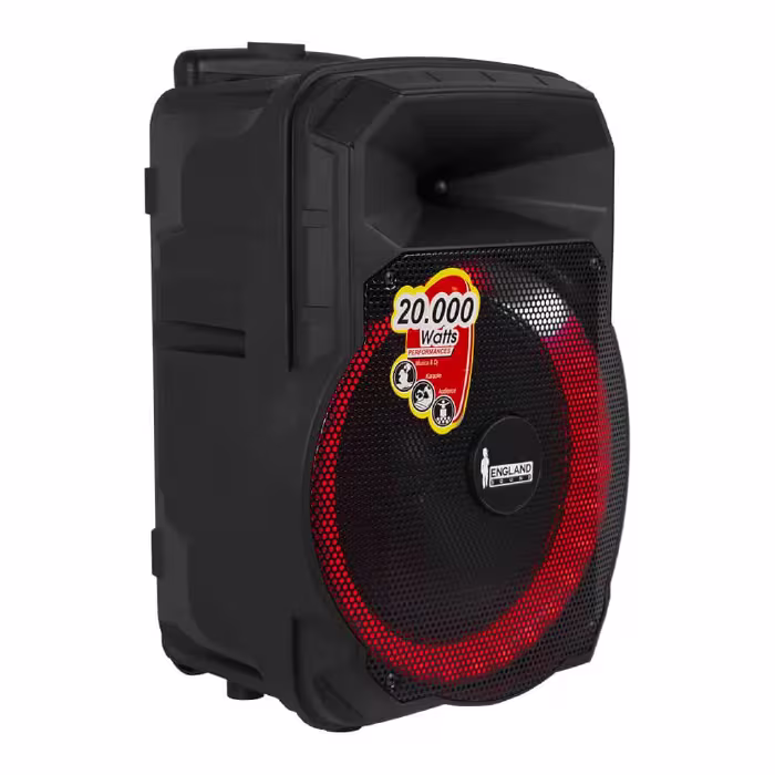 Siente el ritmo con el Parlante England Sound ES‑Rhythmic 20 000 W: sonido potente, luces LED y Bluetooth para encender cada fiesta y vibrar juntos.